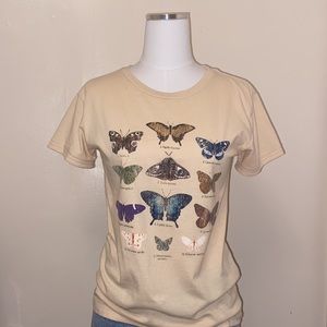 Beige Butterfly Cotton T-Shirt